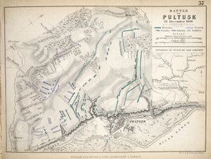 パルトゥスクの戦いの地図、ウィリアムブラックウッドアンドサンズ発行、エジンバラとロンドン、1848年（手描きの彫刻）